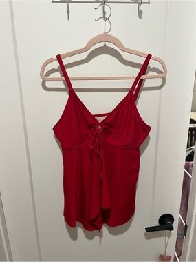 Red Women's Tankini Tie-Front Cami Top